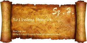 Szilvásy Henrik névjegykártya